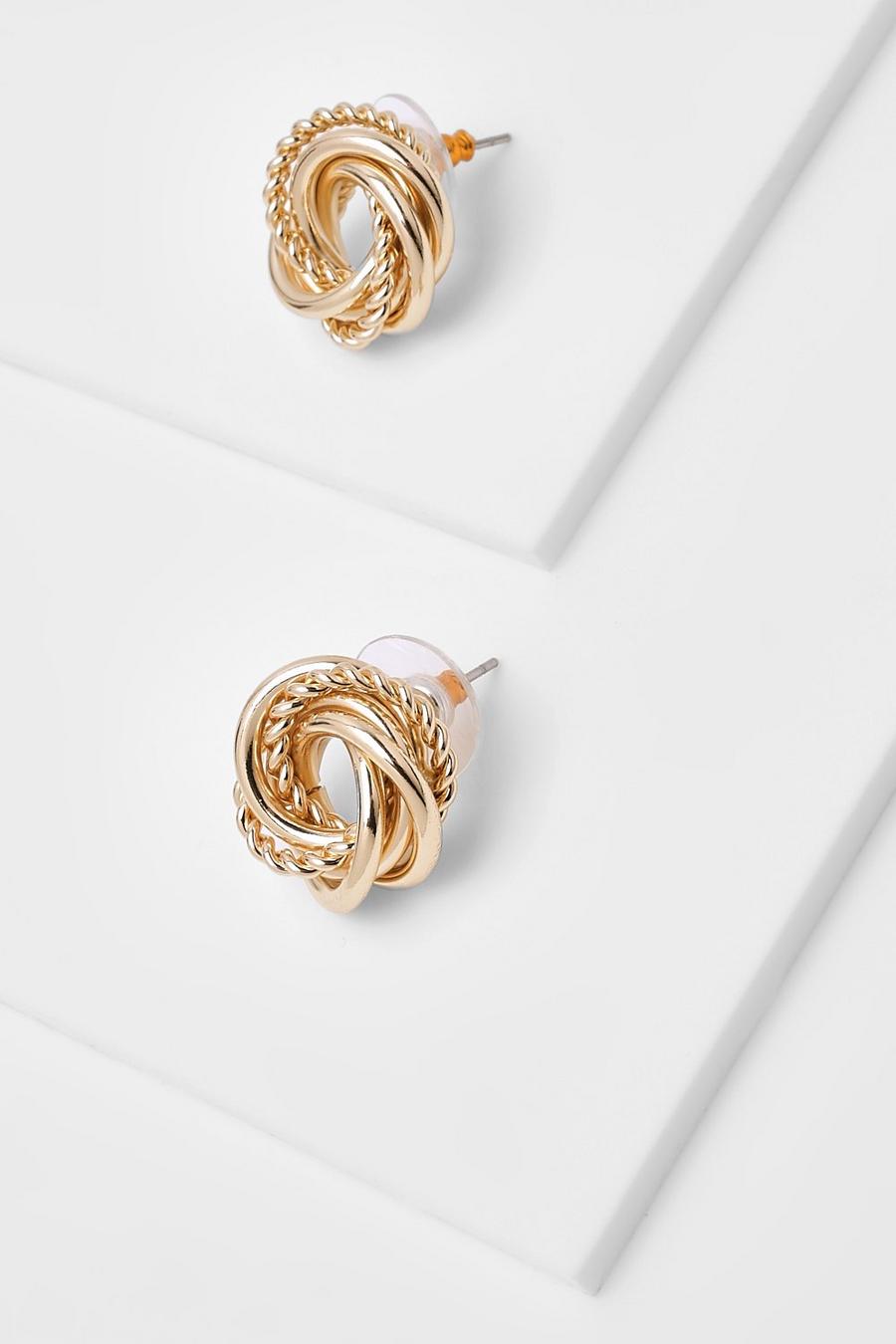 Gold Twisted Knot Studs image number 1