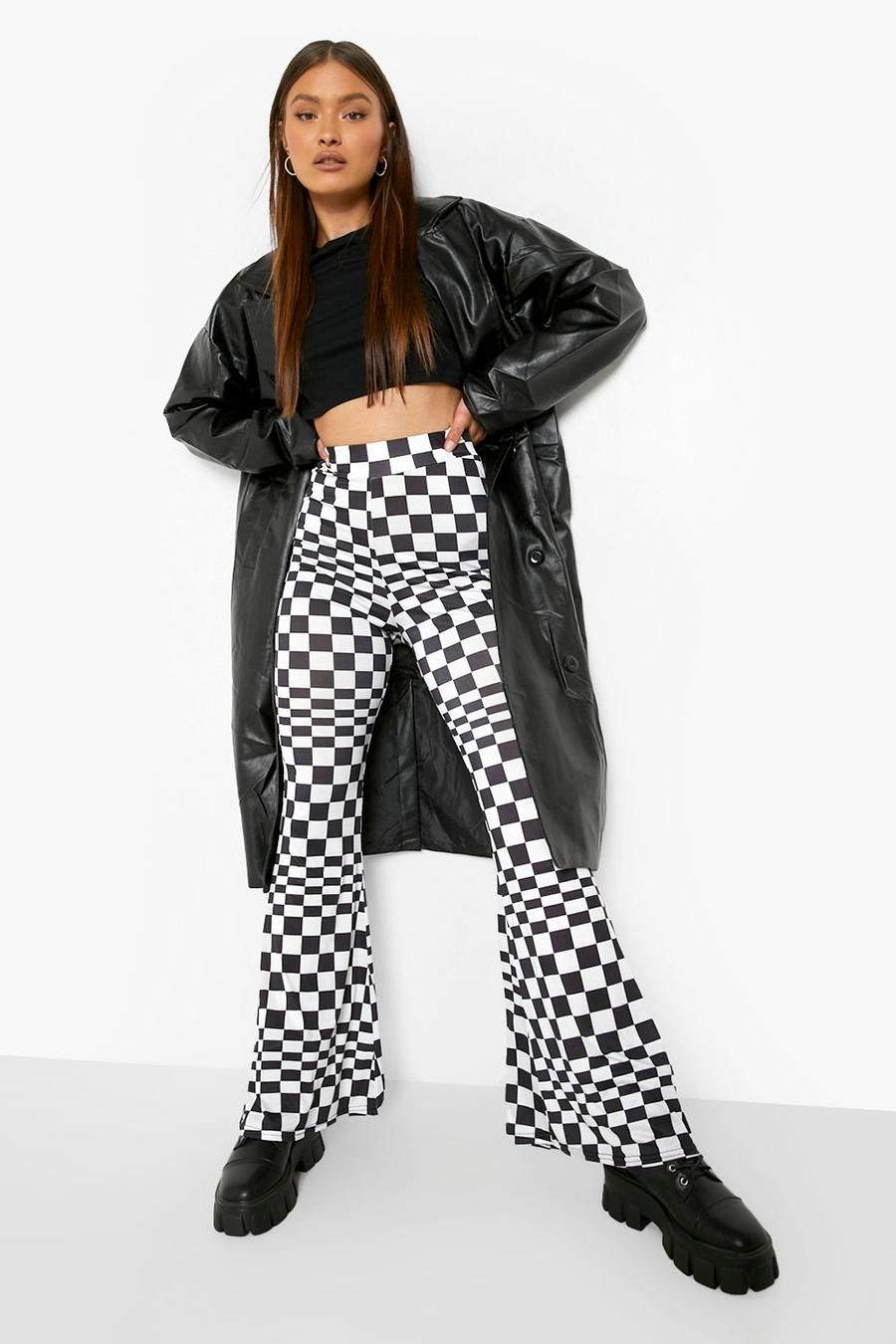 Mono Checkerboard Printed Jersey Flares image number 1
