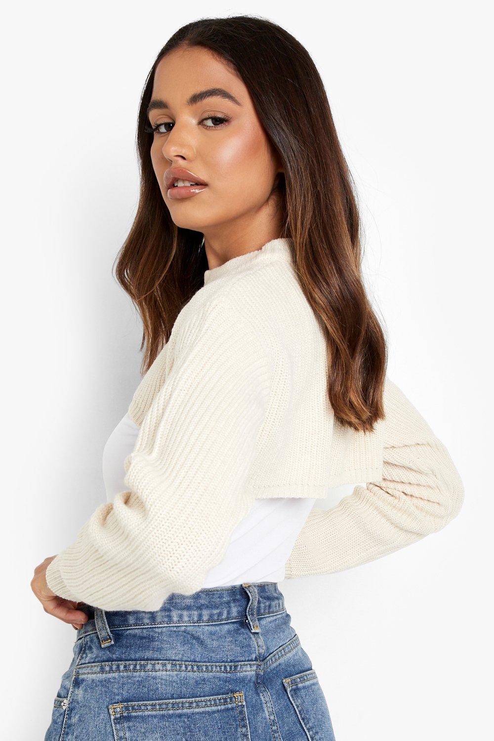 Cream cropped sweater sale