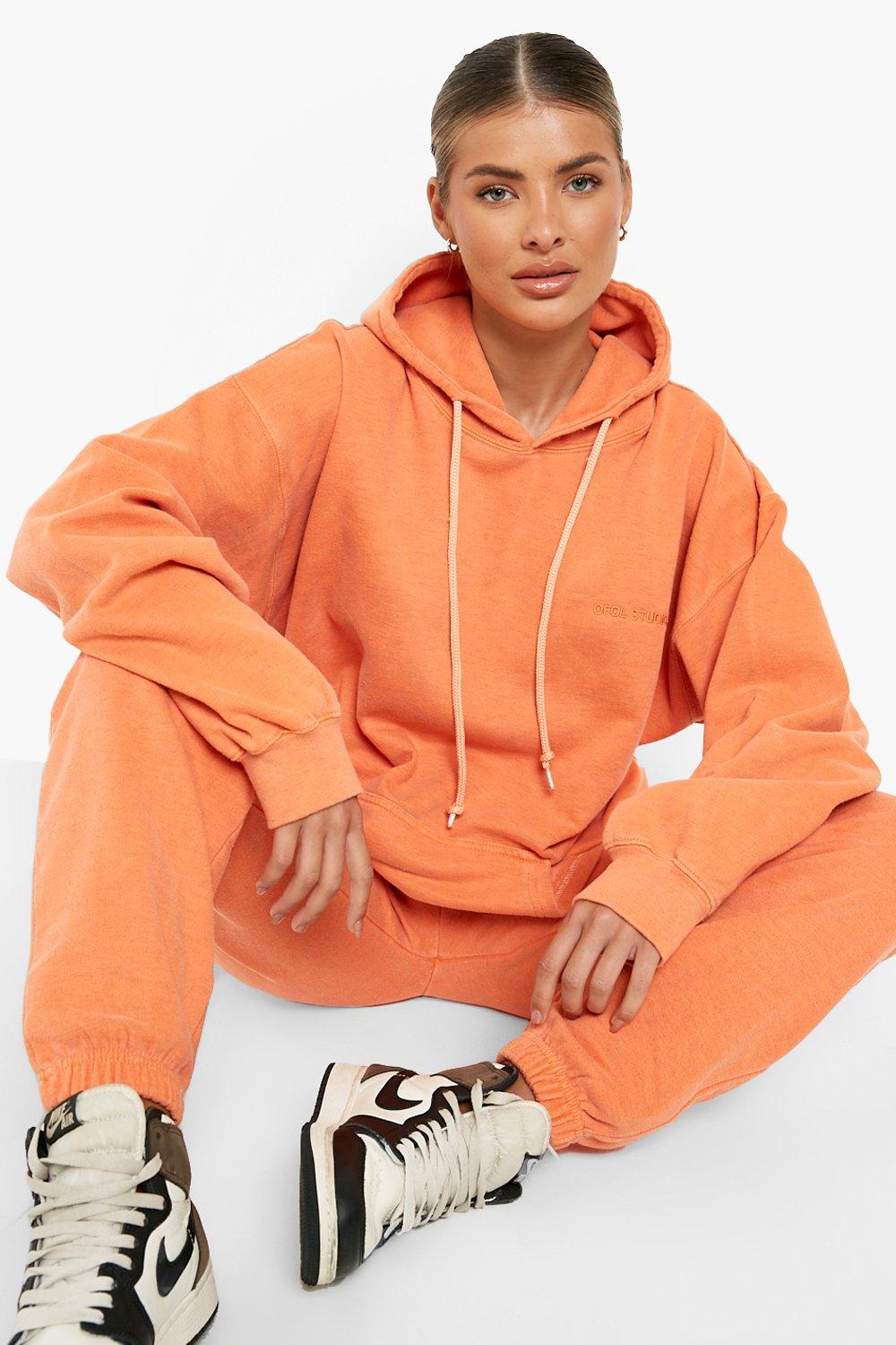 Orange Overdyed Marl Hooded Tracksuit