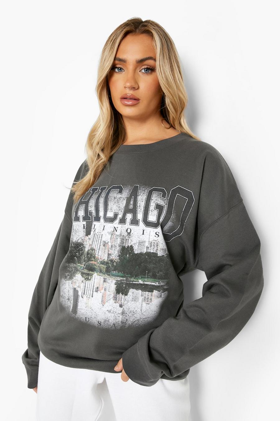 Charcoal Chicago Super Oversized Sweater image number 1