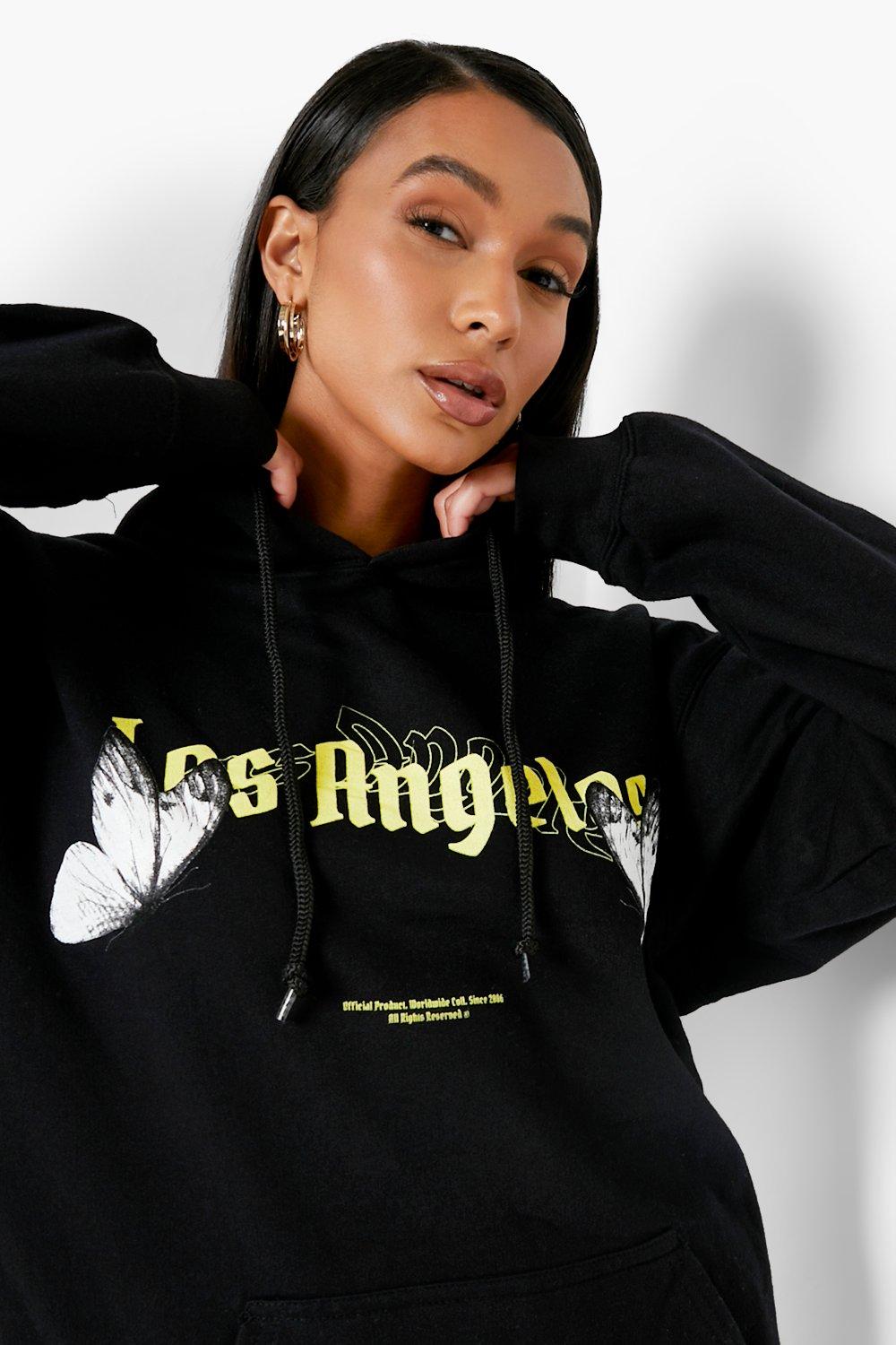 Los Angeles Butterfly Oversized Hoodie boohoo NO