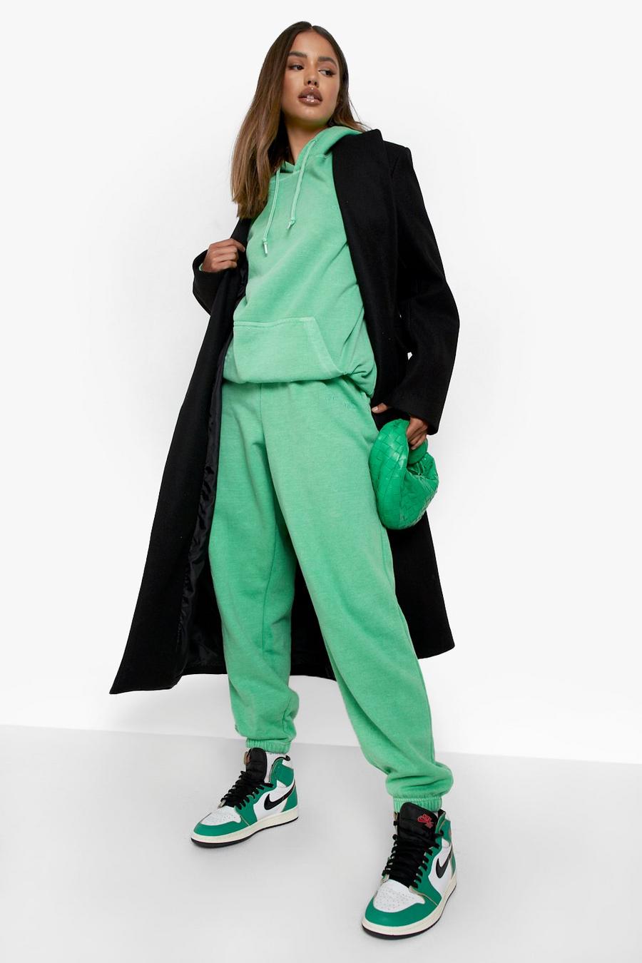 Green Overdyed Marl Hooded Tracksuit image number 1