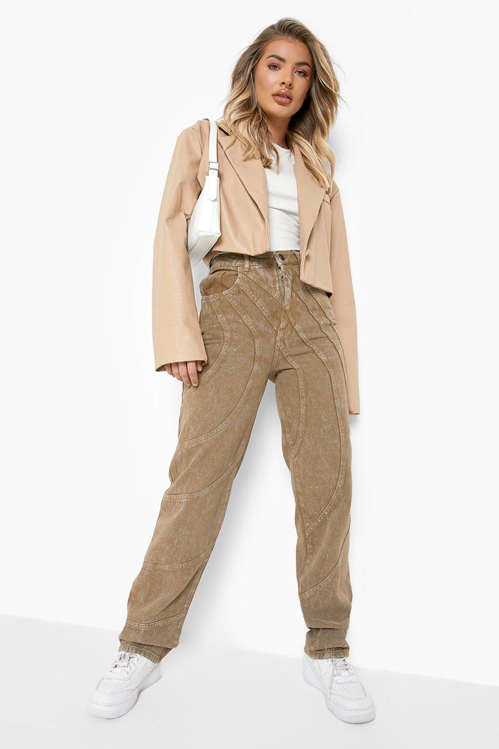 khaki straight leg jeans women's