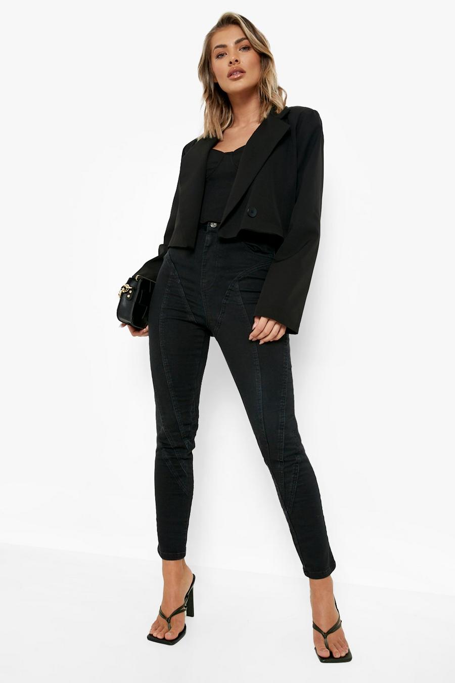 Jeans Skinny Fit modellanti con dettagli a contrasto, Black image number 1