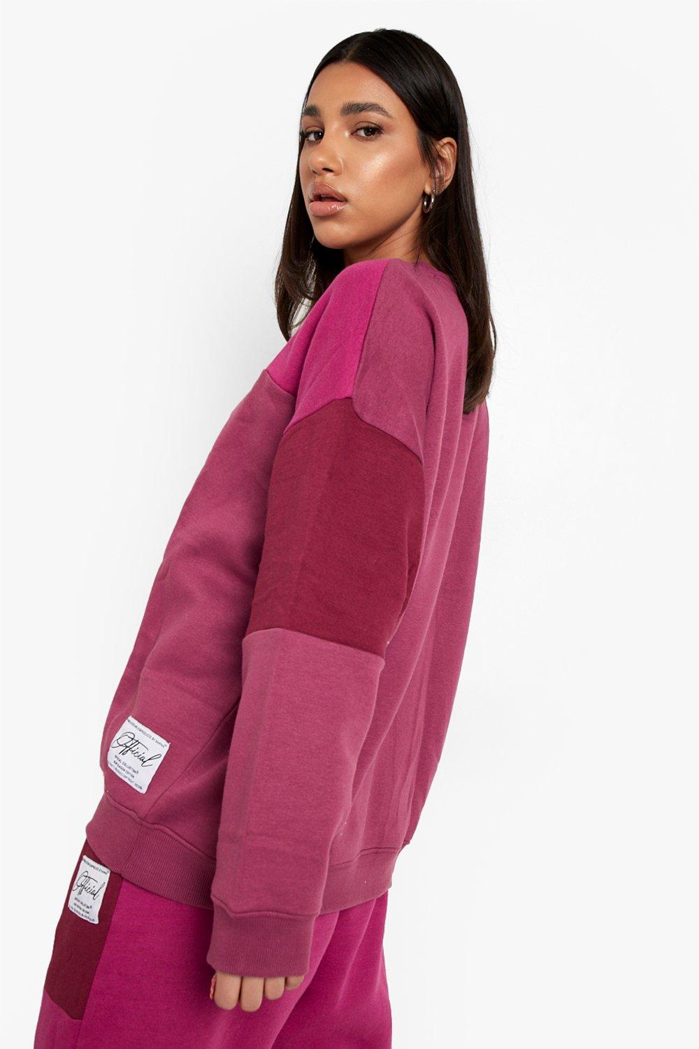 Berry Color Block Oversized Sweater