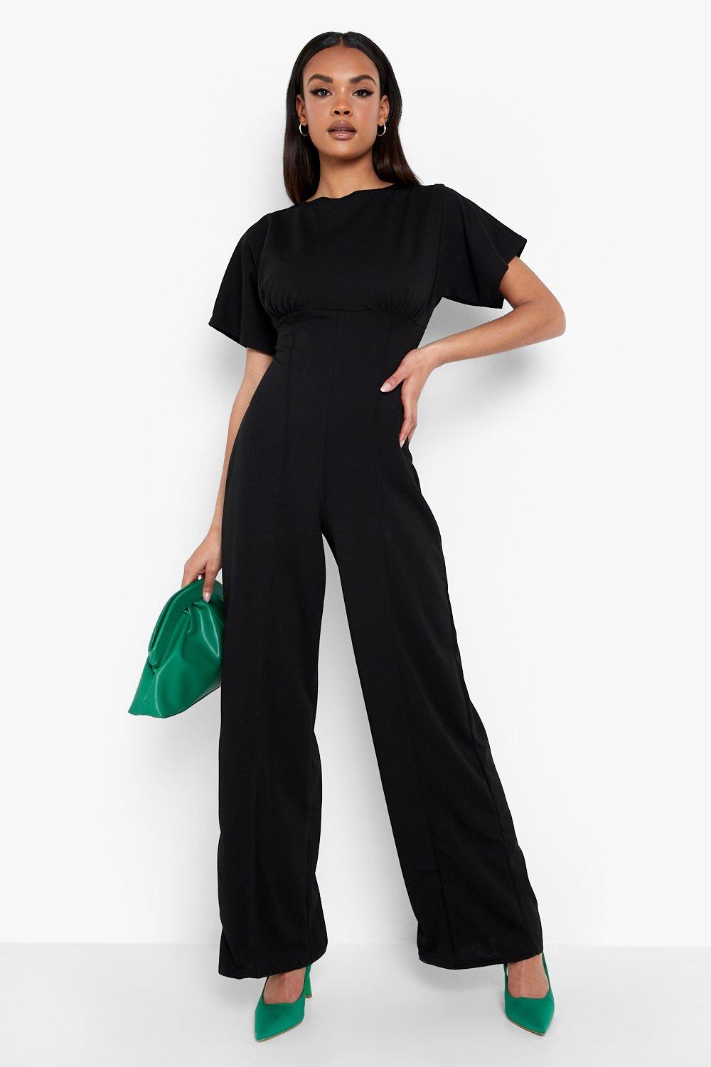 Seam Detail Batwing Wide Leg Jumpsuit boohoo NZ