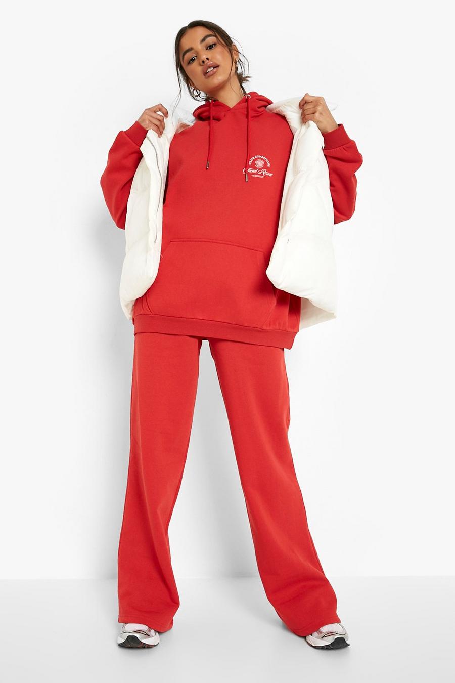 Red Recycled Straight Leg Hooded Tracksuit
