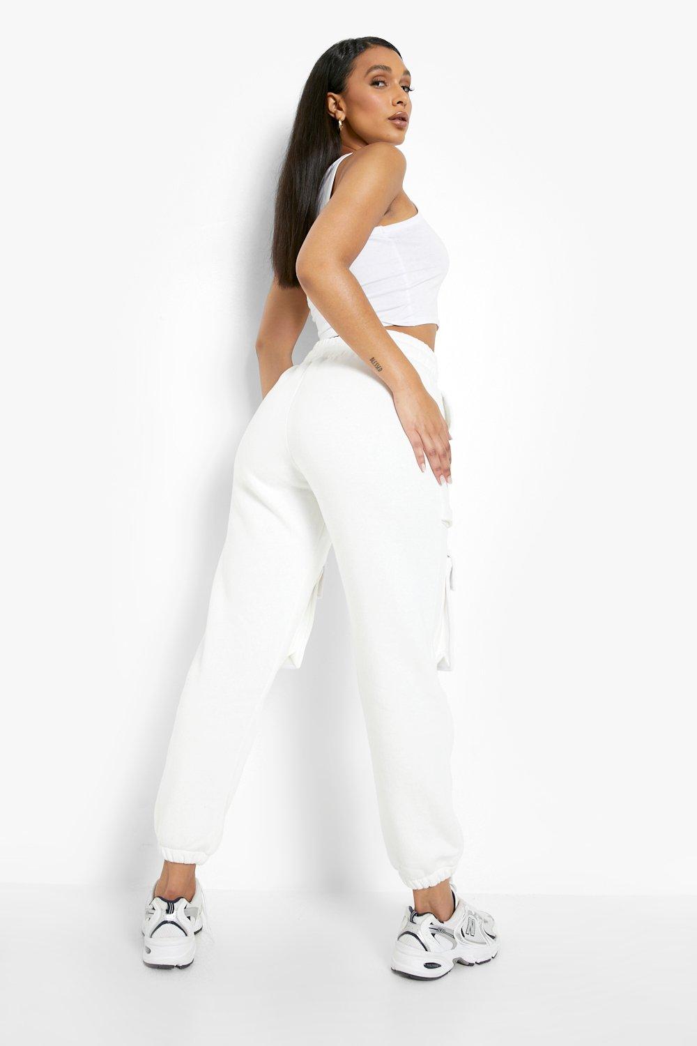 White pocket joggers new arrivals