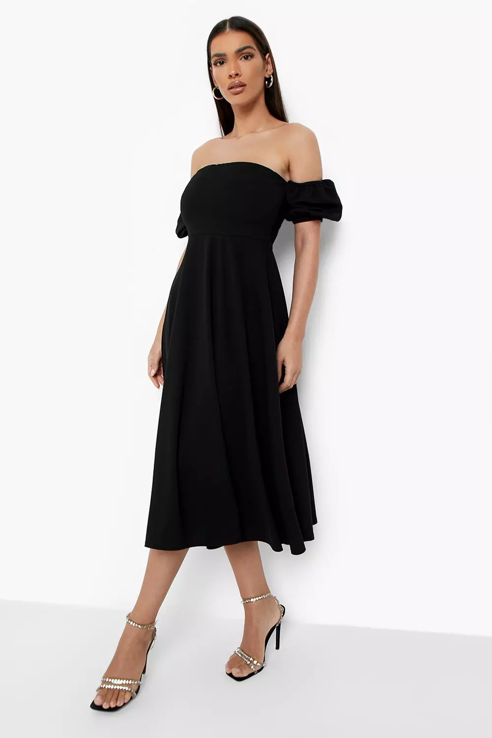 Black bardot best sale skater dress