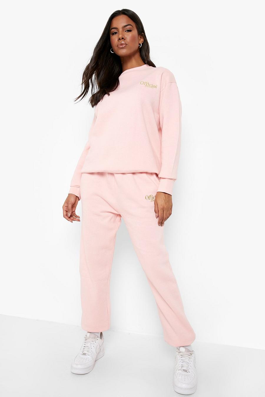 Dusky pink Official Studio Embroidered Sweater Tracksuit image number 1