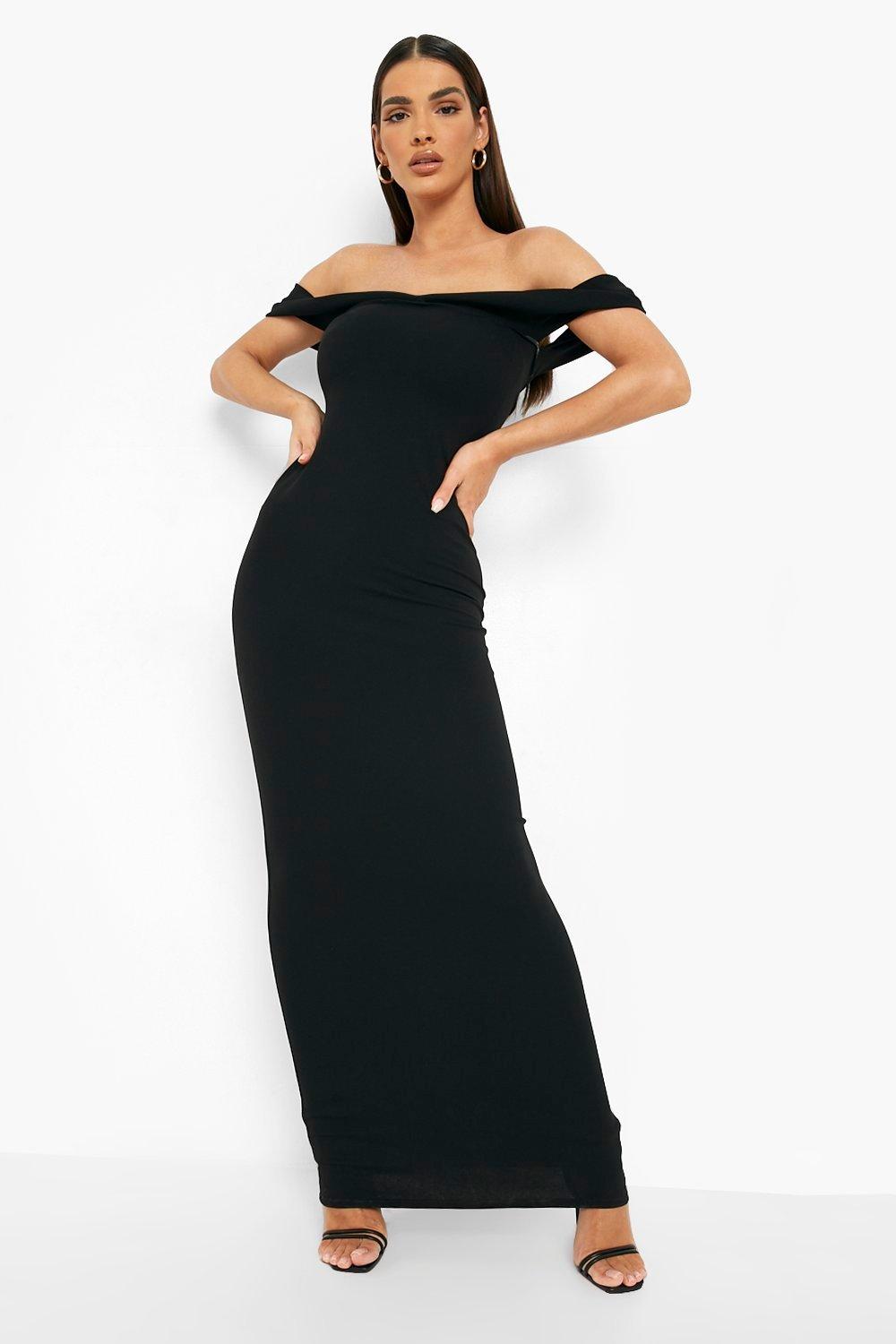 Off the shoulder dress boohoo best sale