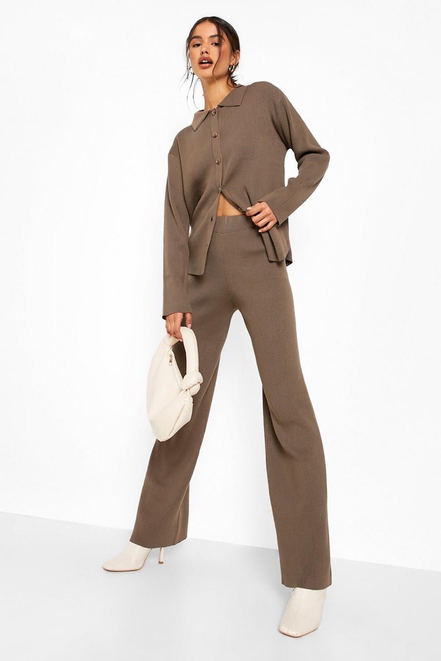 Chocolate Rib Oversized Relaxed Knitted Co-ord image number 1