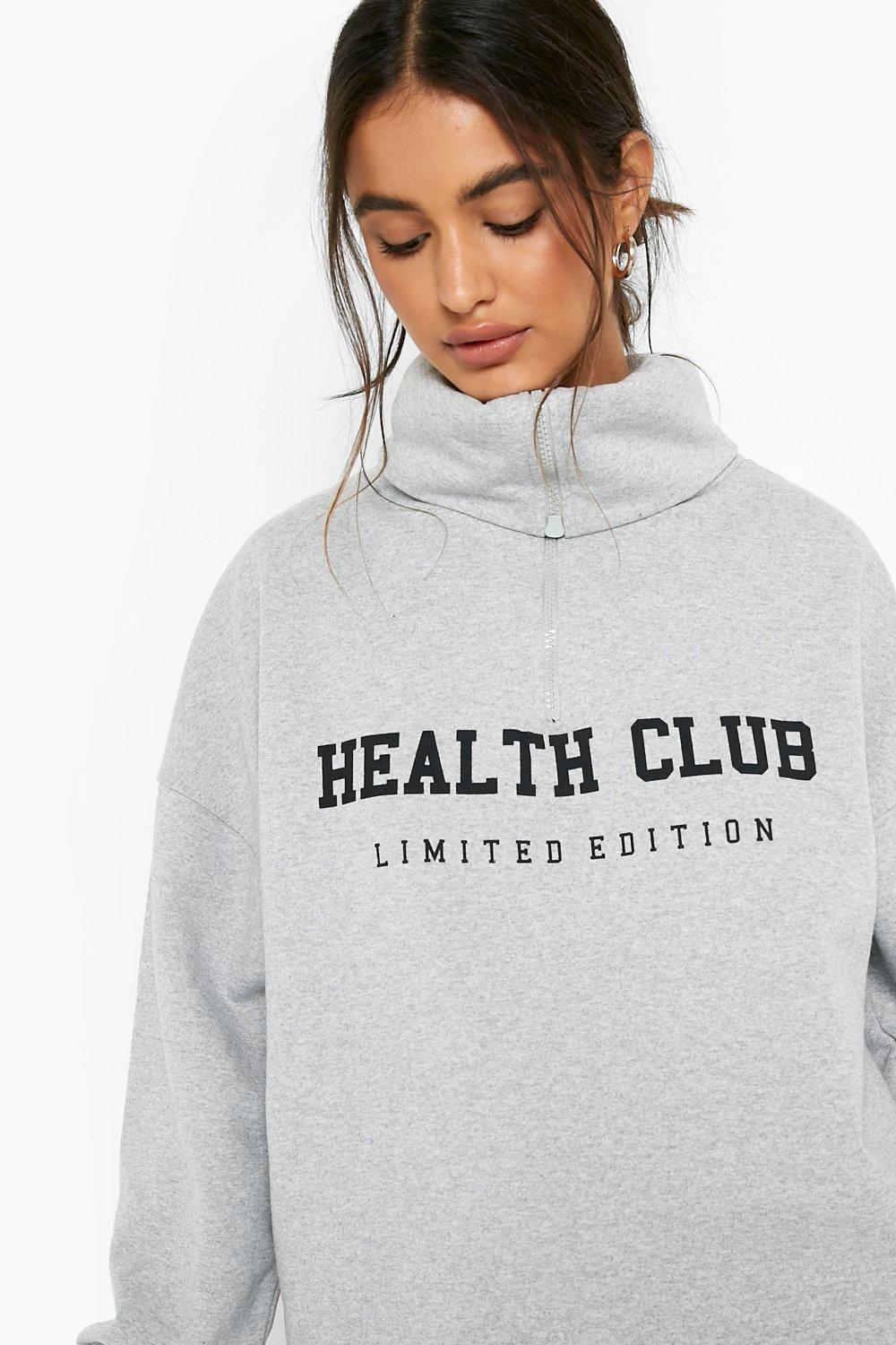 Plt Ash Grey Oversized Half High Neck Sweatshirt