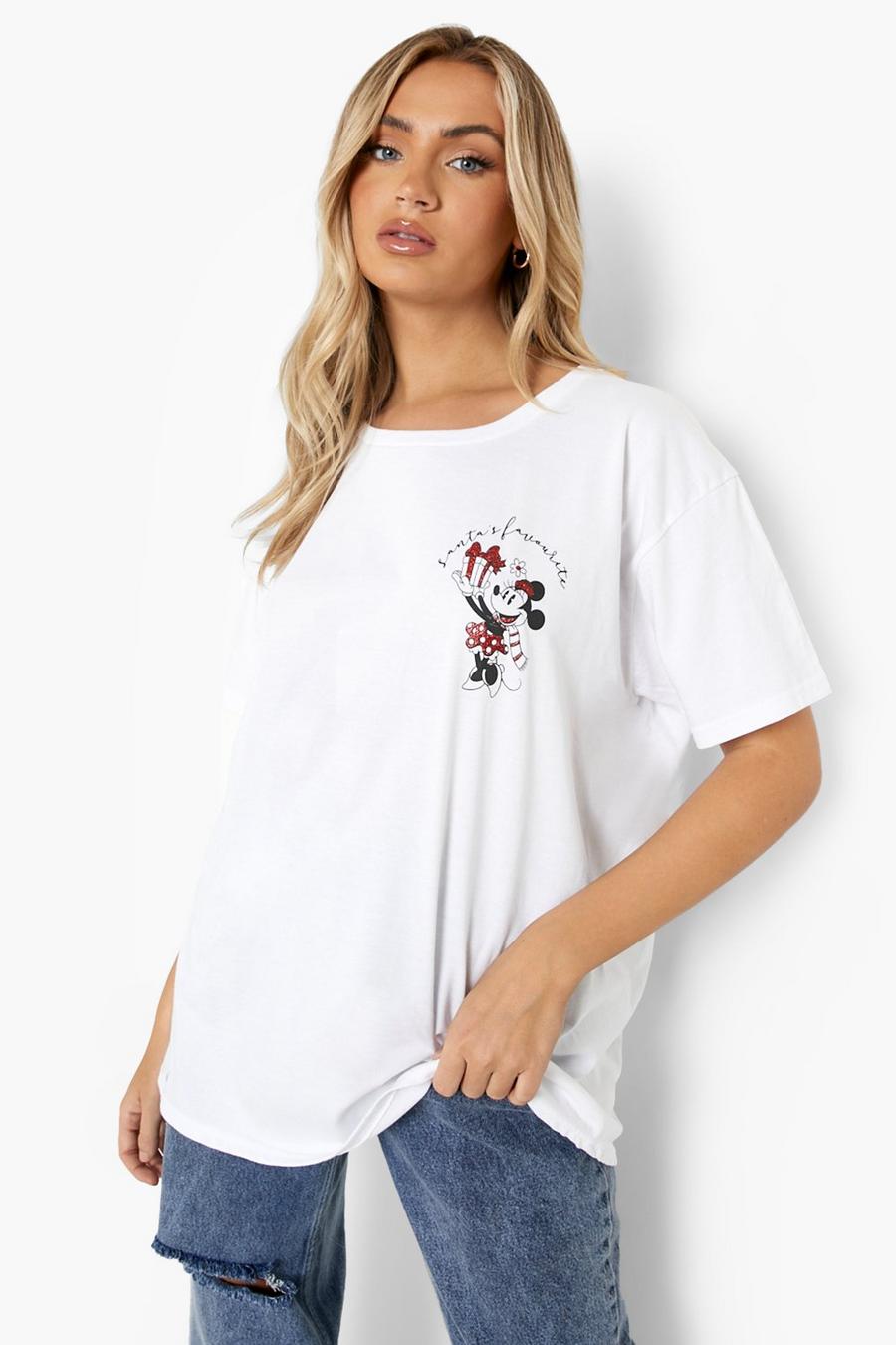 T-shirt natalizia Disney glitterata con Minnie, White image number 1