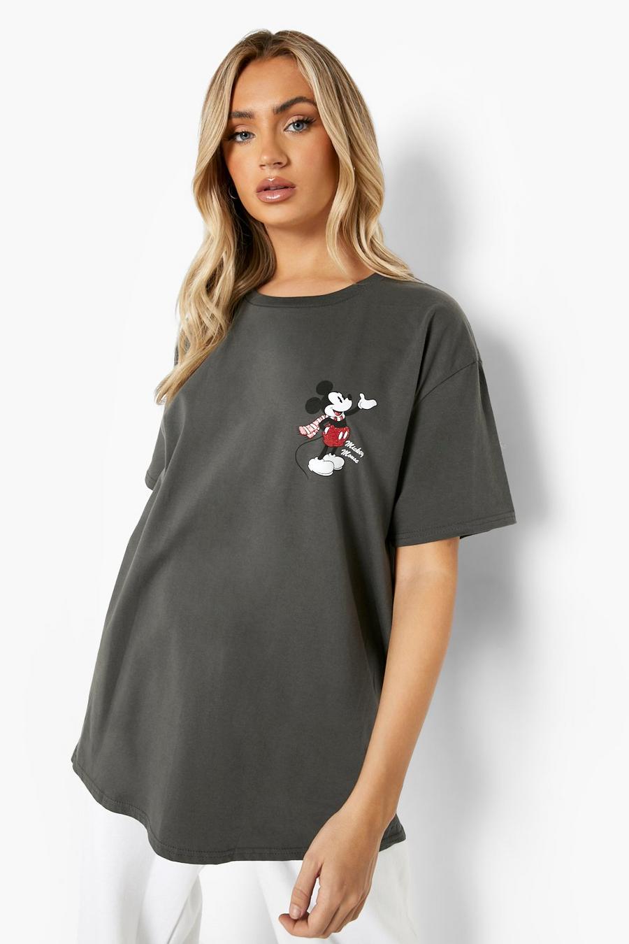 Charcoal Glitter Kerst Mickey Disney T-Shirt  image number 1