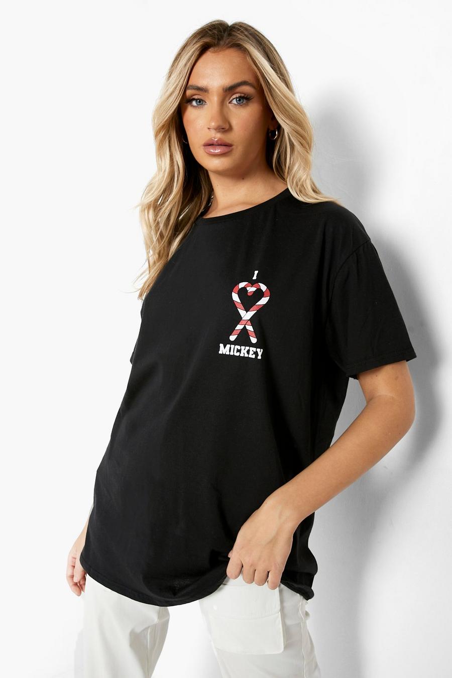 Camiseta navideña de Disney con estampado I Heart Mickey, Black image number 1