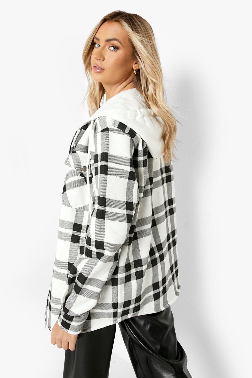 Hooded zipper flannel online jacket