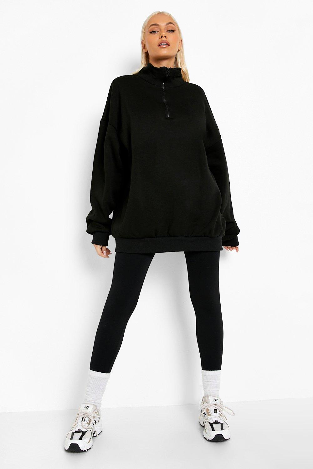 Women's black cheap half zip sweatshirt