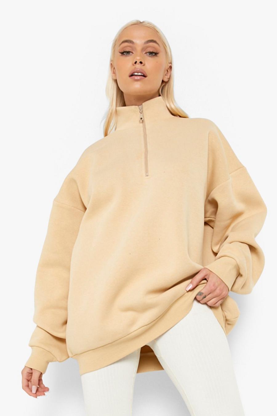 Stone Oversized Half Zip Sweatshirt image number 1