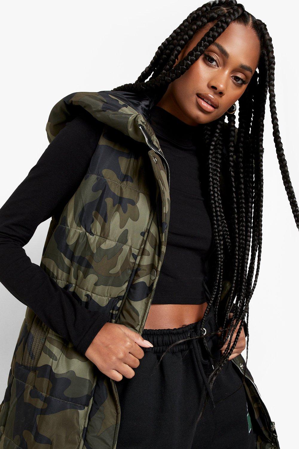 Camo puffer shop vest womens