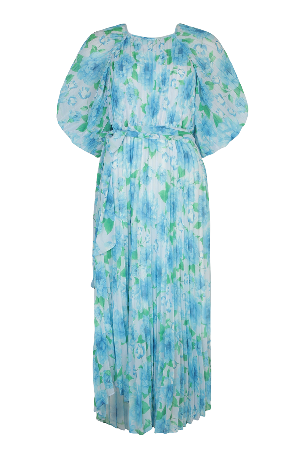 Floral Pleated Puff Sleeve Midi Dress | boohoo