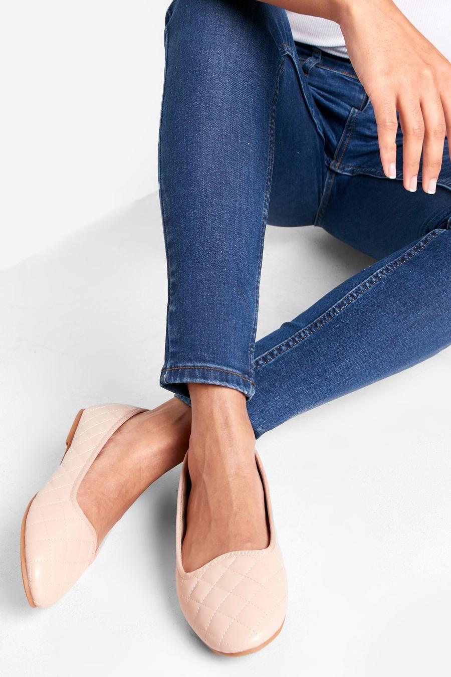 Nude Quilted Slipper Ballet Pump