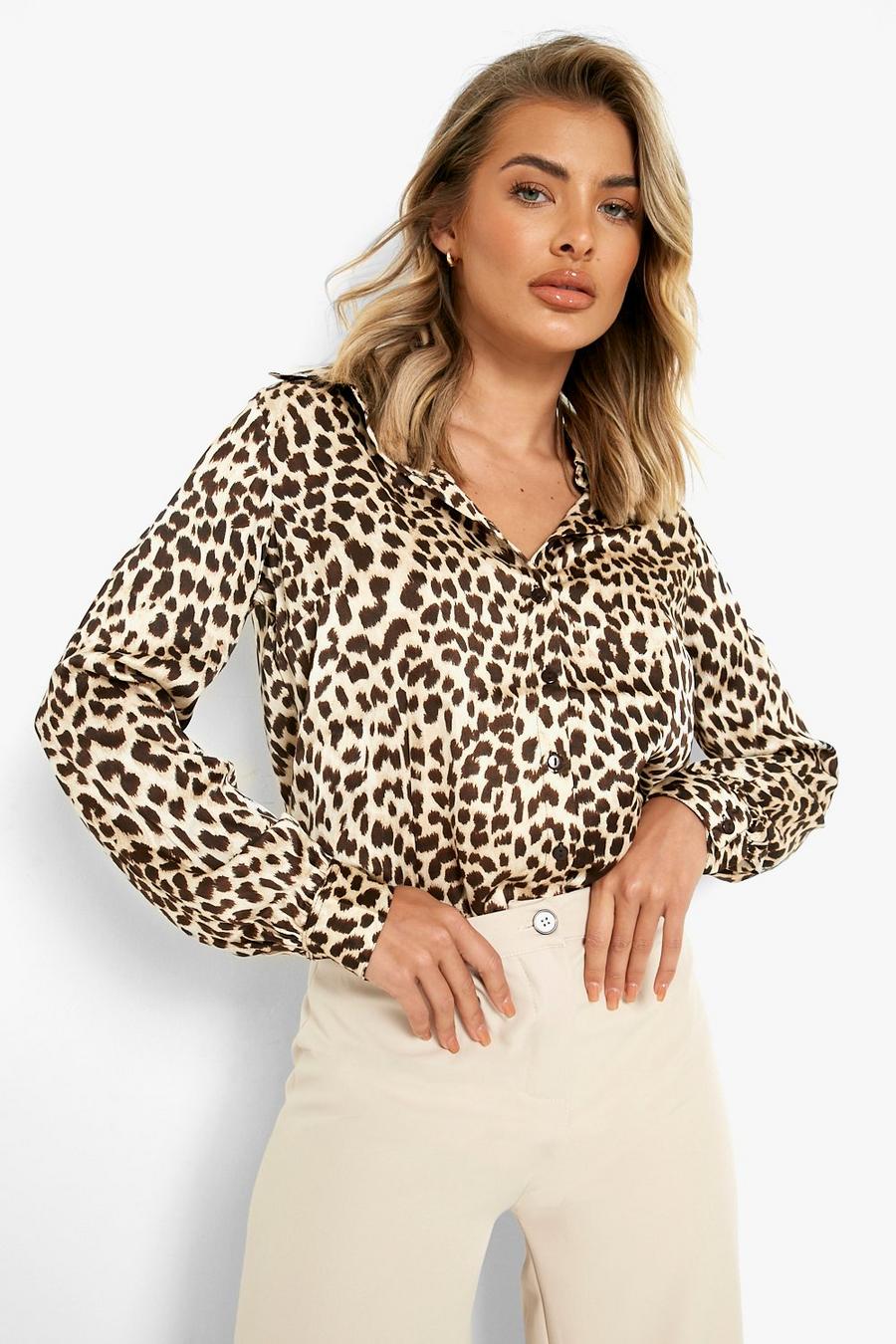 Leopard Print Satin Shirt image number 1