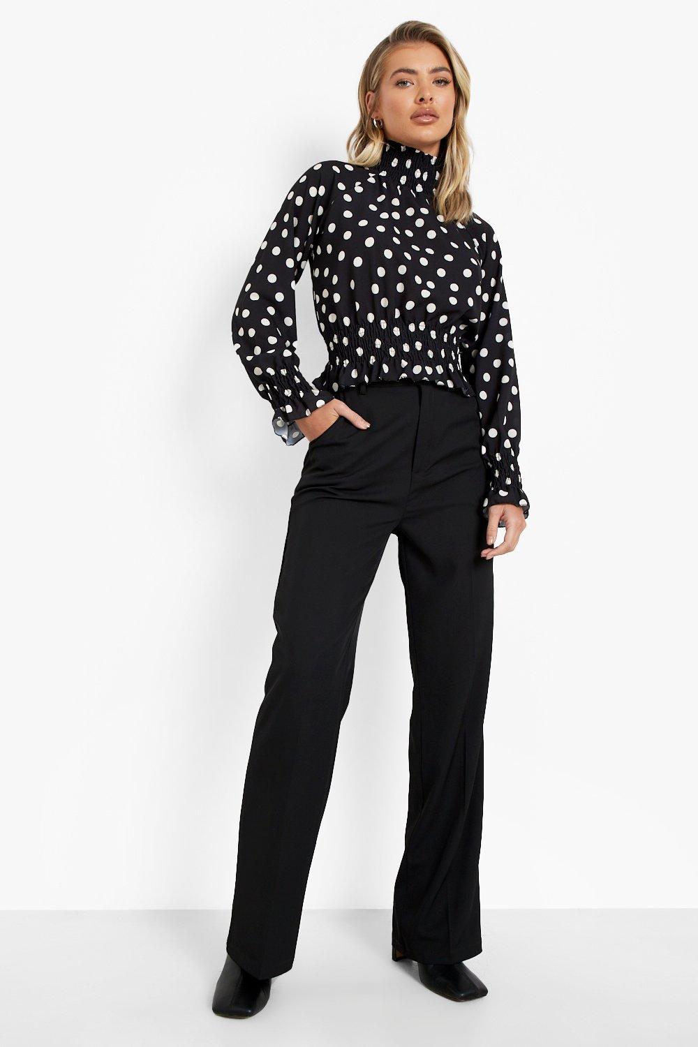 boohoo Polka Dot High Neck Blouse