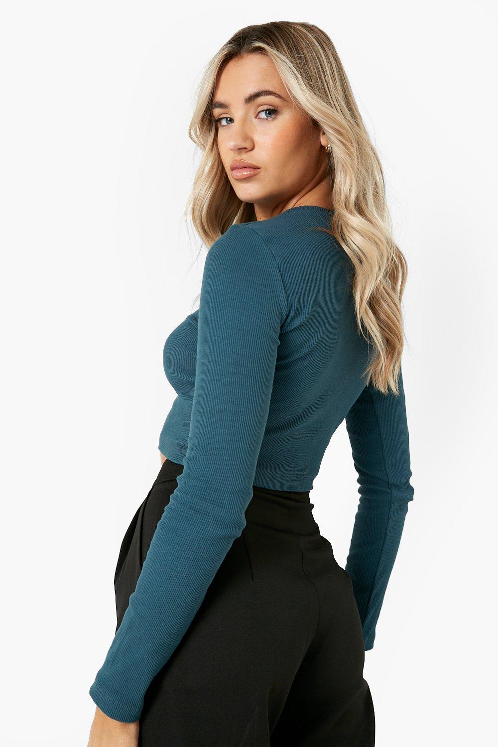 Long Sleeve Crew Neck Crop Top