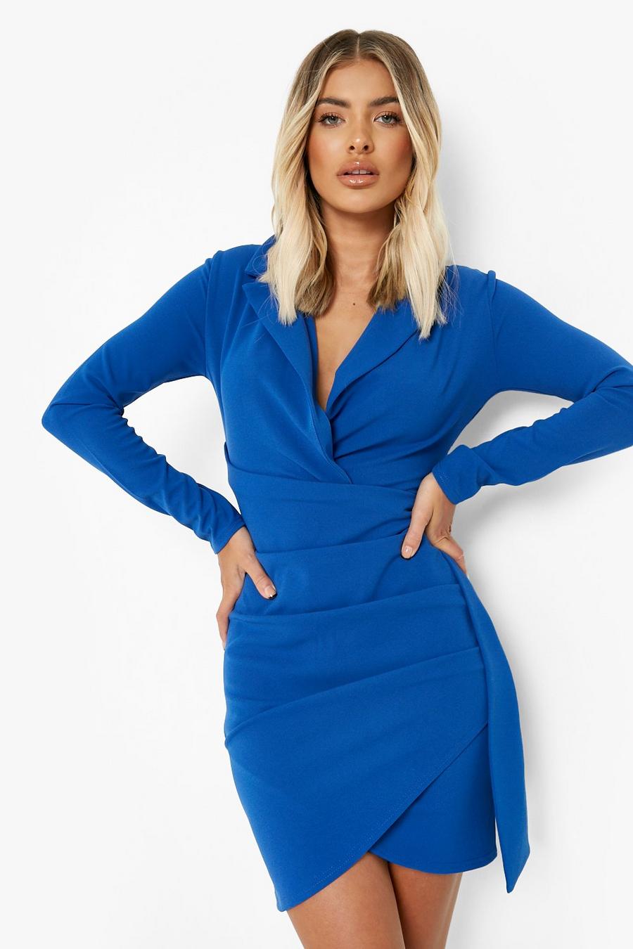 Cobalt blue Wrap Detail Fitted Blazer Dress