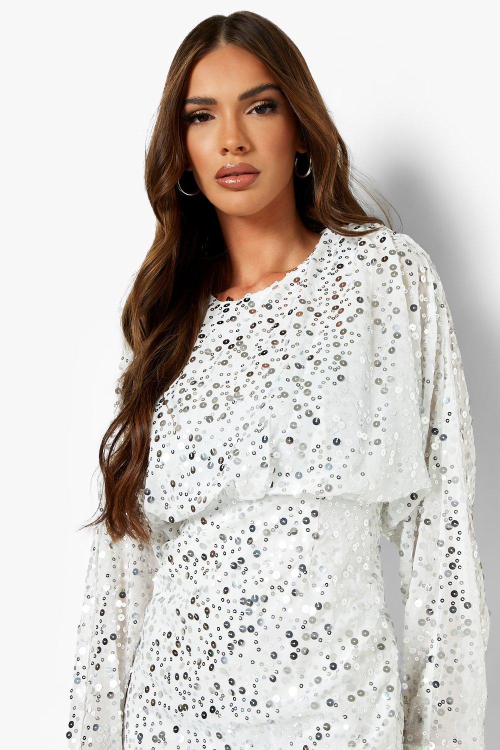 Boohoo white sale sequin dress