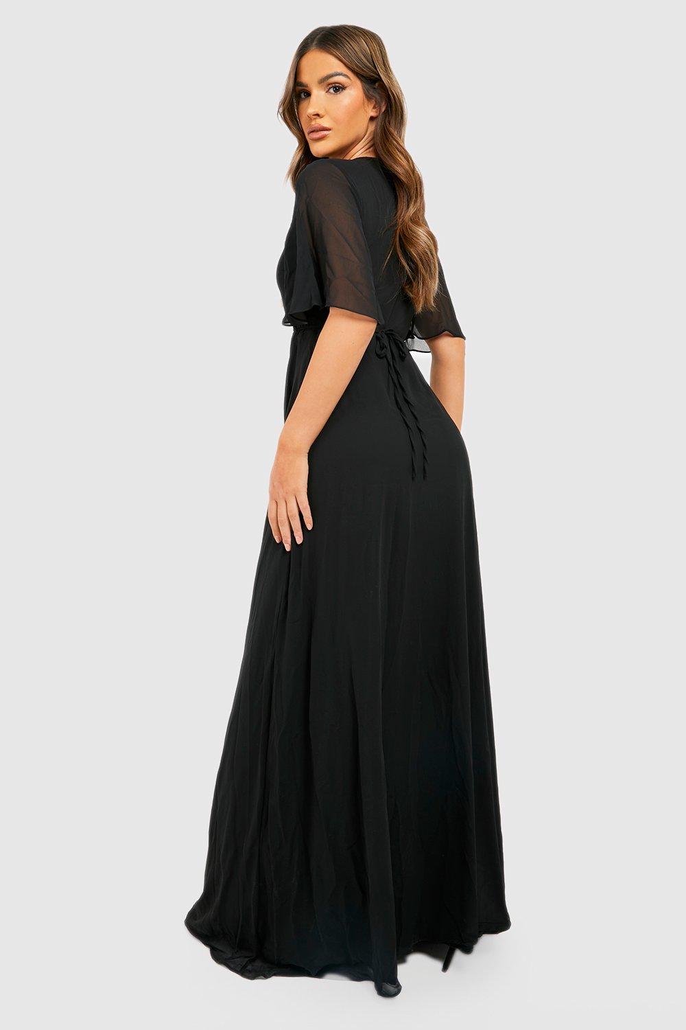 Plus Chiffon Angel Sleeve Midi Dress