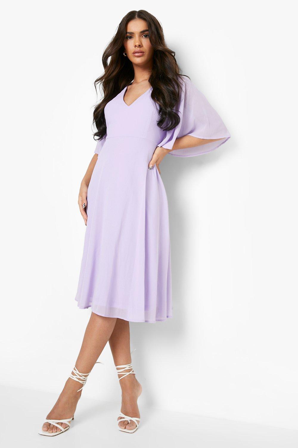 Purple midi bridesmaid dresses best sale