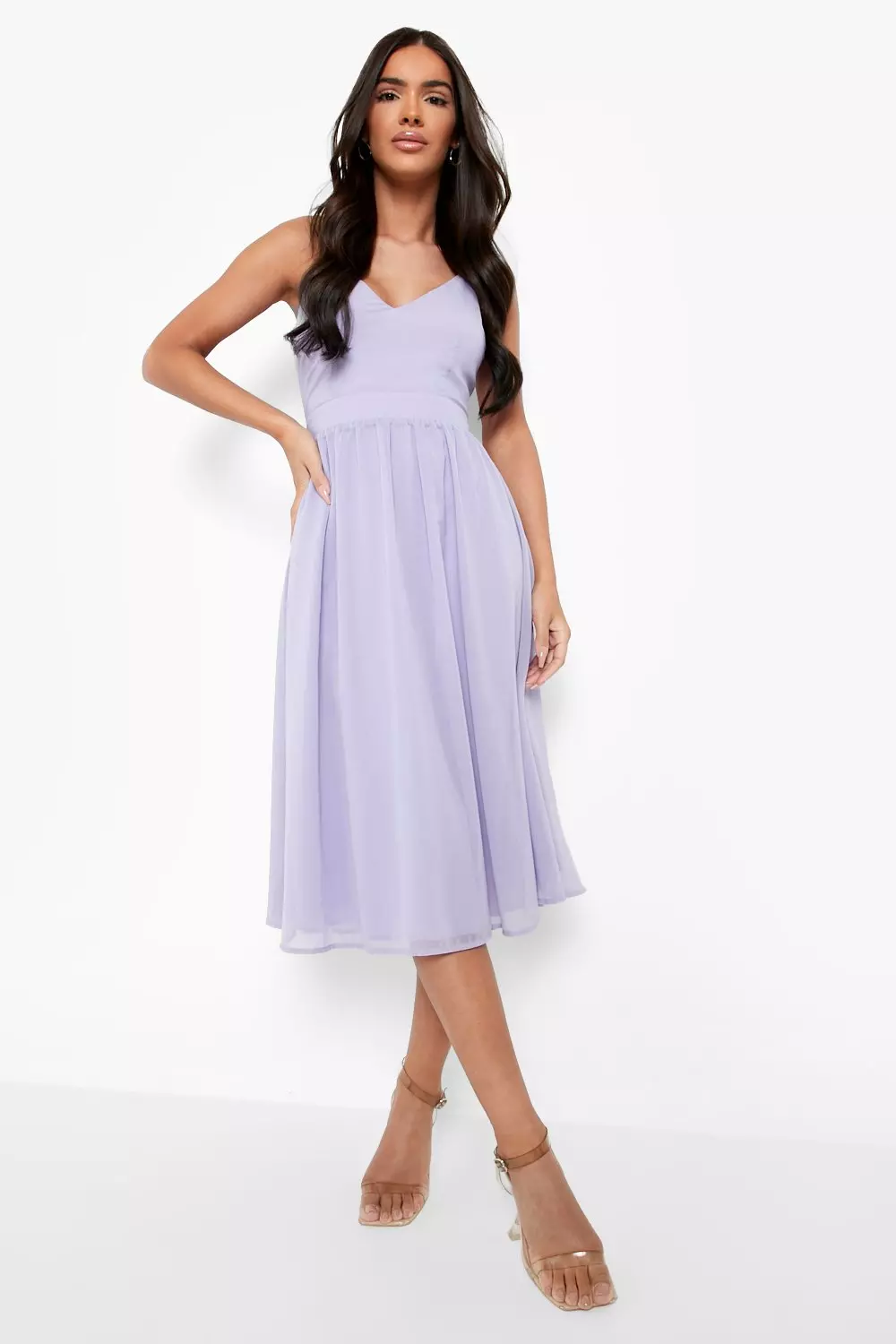 Chiffon tie back hot sale midi skater dress