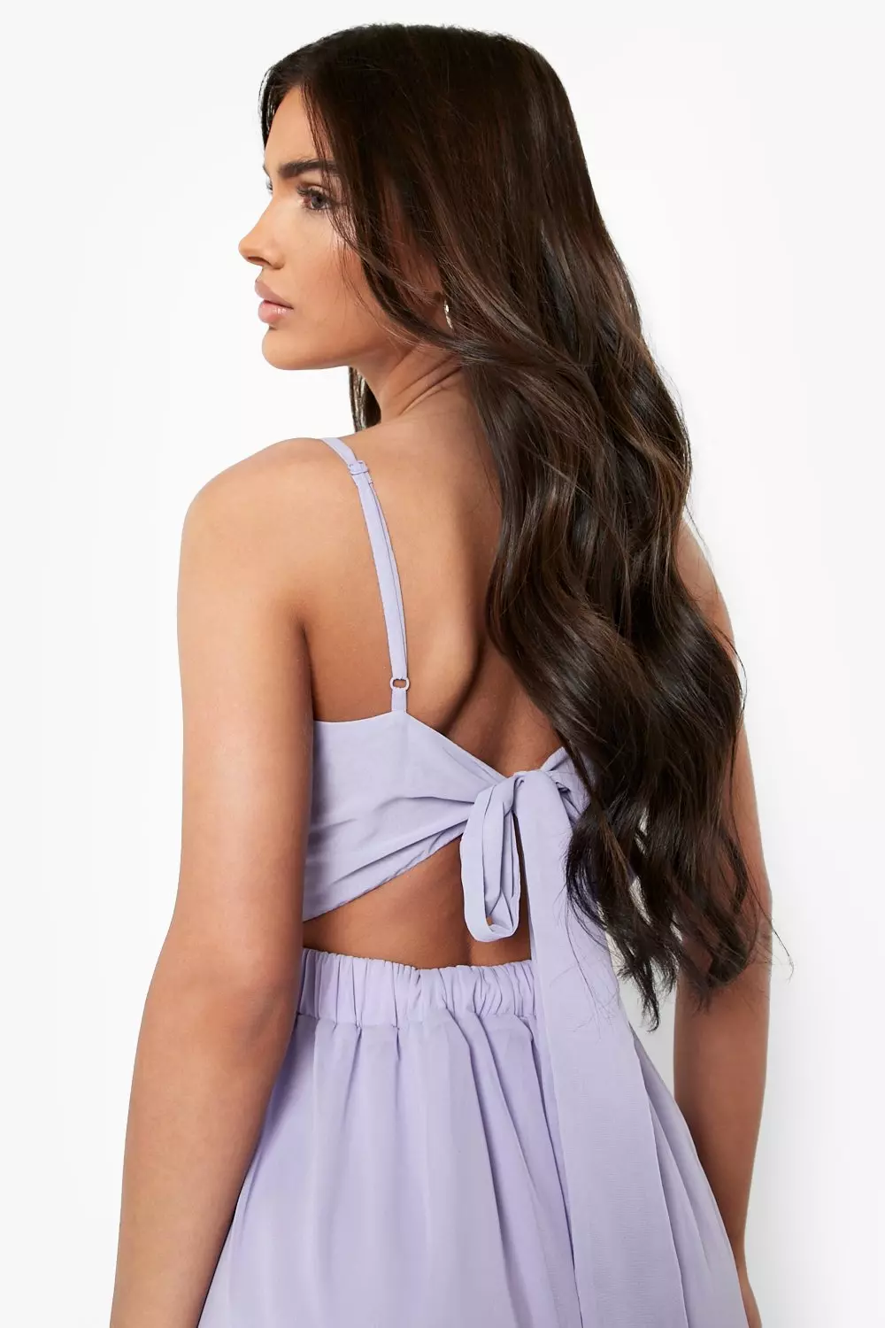 Chiffon tie back store midi skater dress