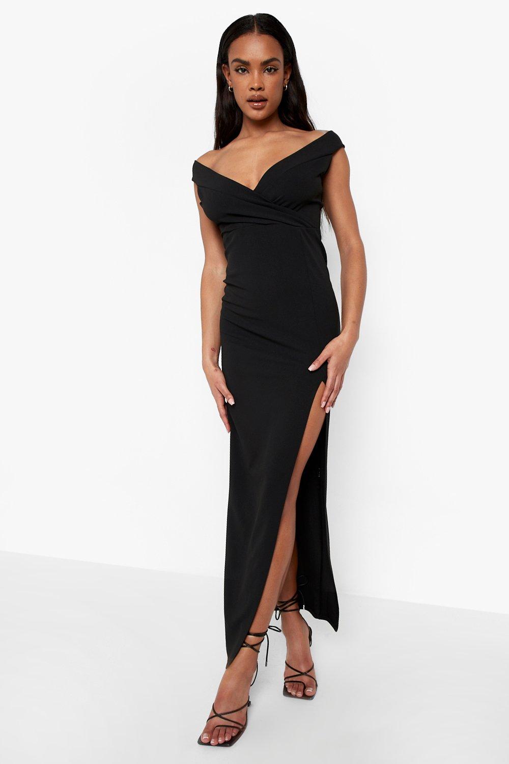 Black off the shoulder bridesmaid clearance dress