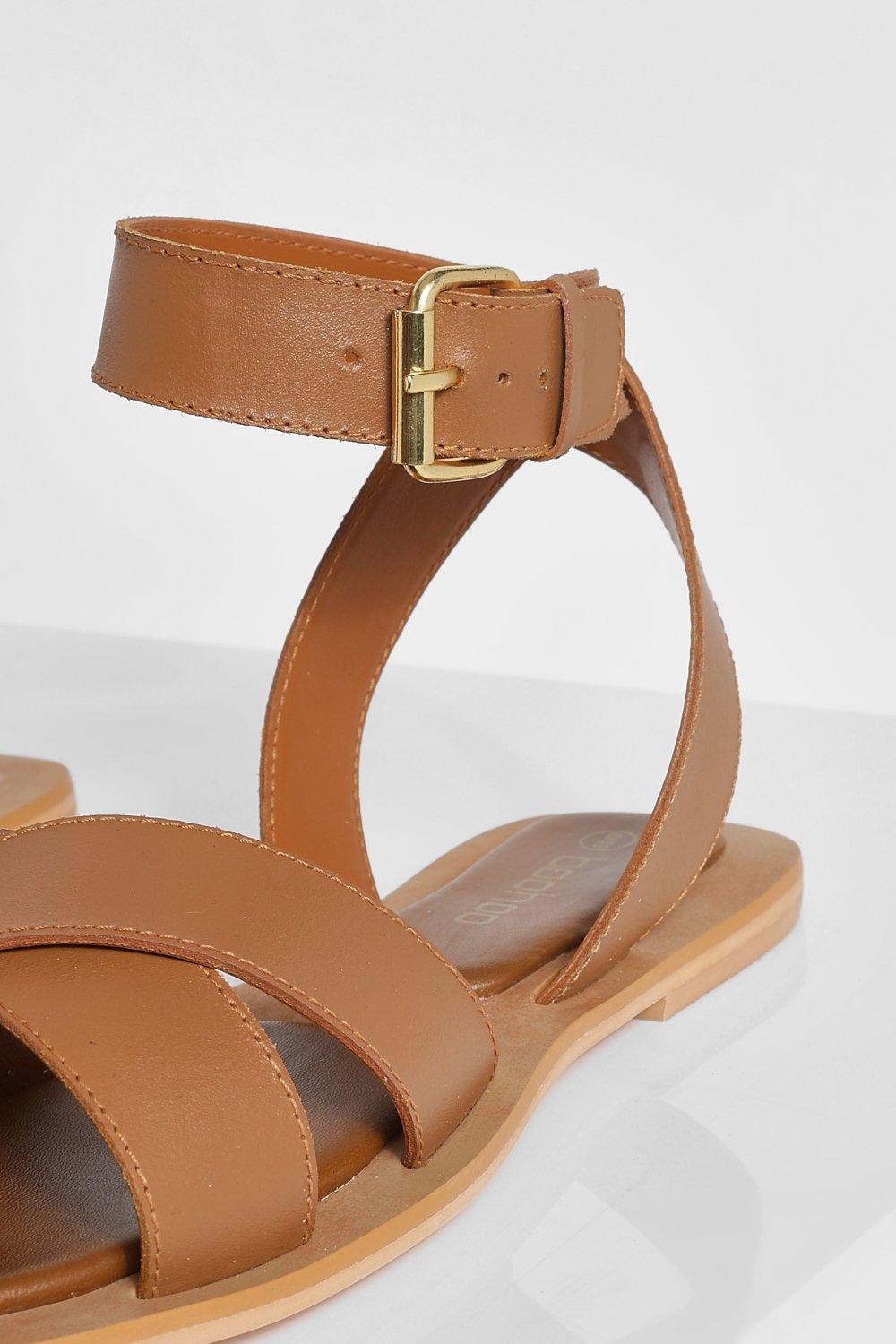 Sandalias tiras cuero discount mujer