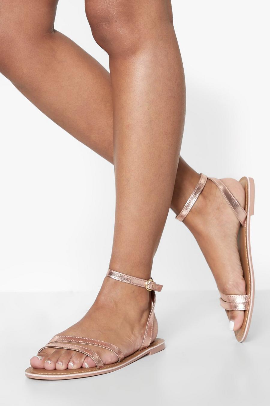 Rose gold metallic Leather 2 Part Sandals
