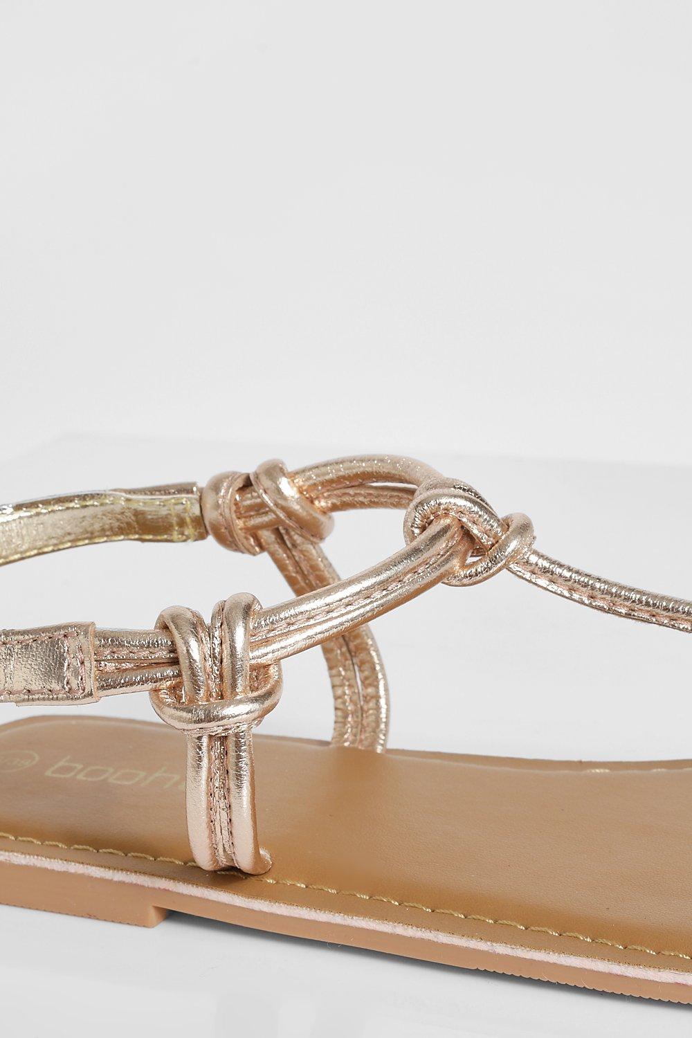 Wide Fit Leather Thong Strap Sandal boohoo