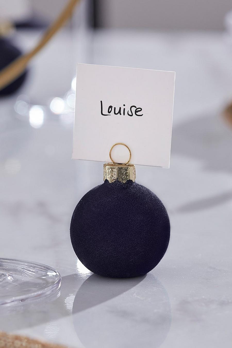 Navy Ginger Ray Flocked Bauble Place Card Holders image number 1