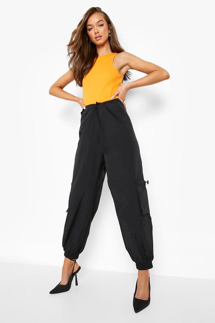 Black Balloon Toggle Pocket Side Shell Cargo Trousers