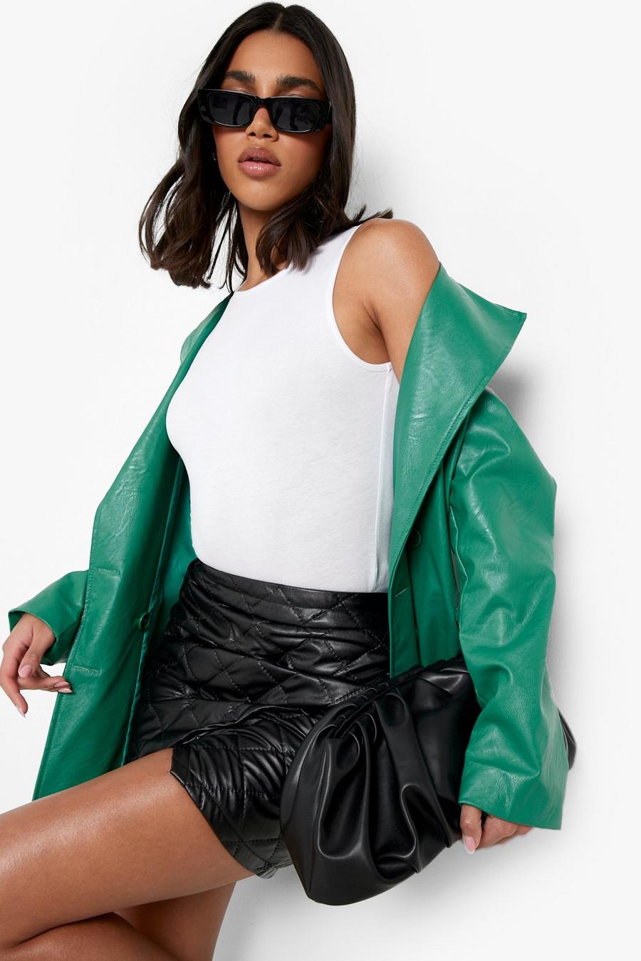 Black negro Pu Quilted Wrap Detail Mini Skirt