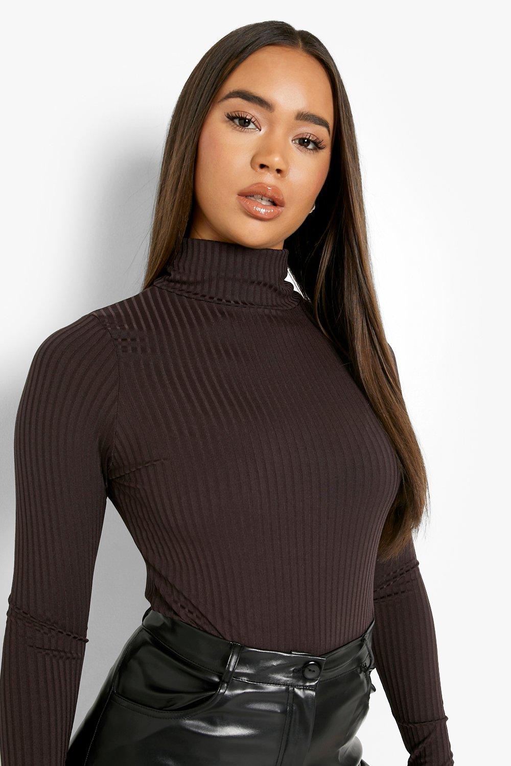 Long sleeve turtle neck ribbed crop top from Premier Glam