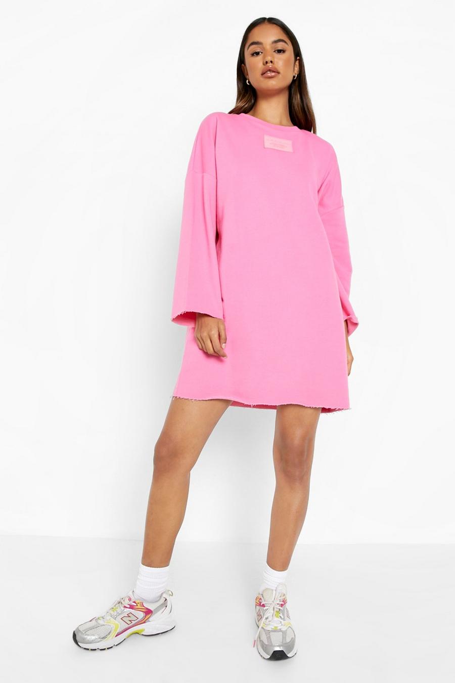 Pink Distressed Oversized Sweatshirt Dress image number 1