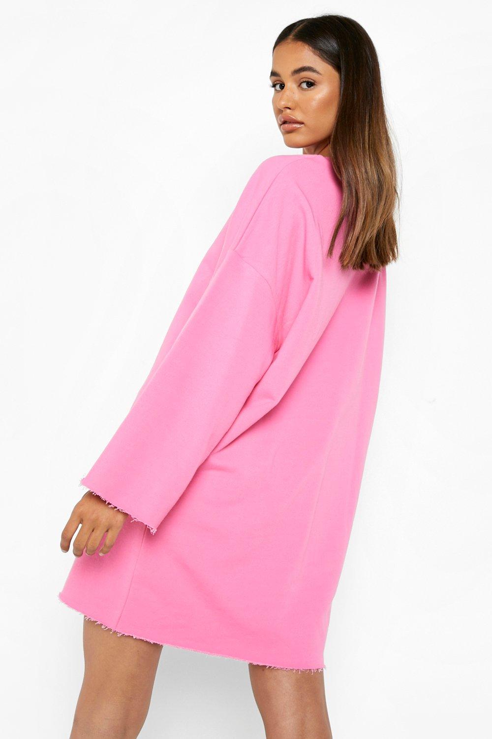 Distressed Oversized Sweatshirt Dress boohoo