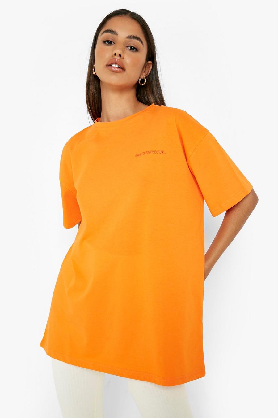 T-shirt oversize Official tono su tono a maniche corte, Orange arancio