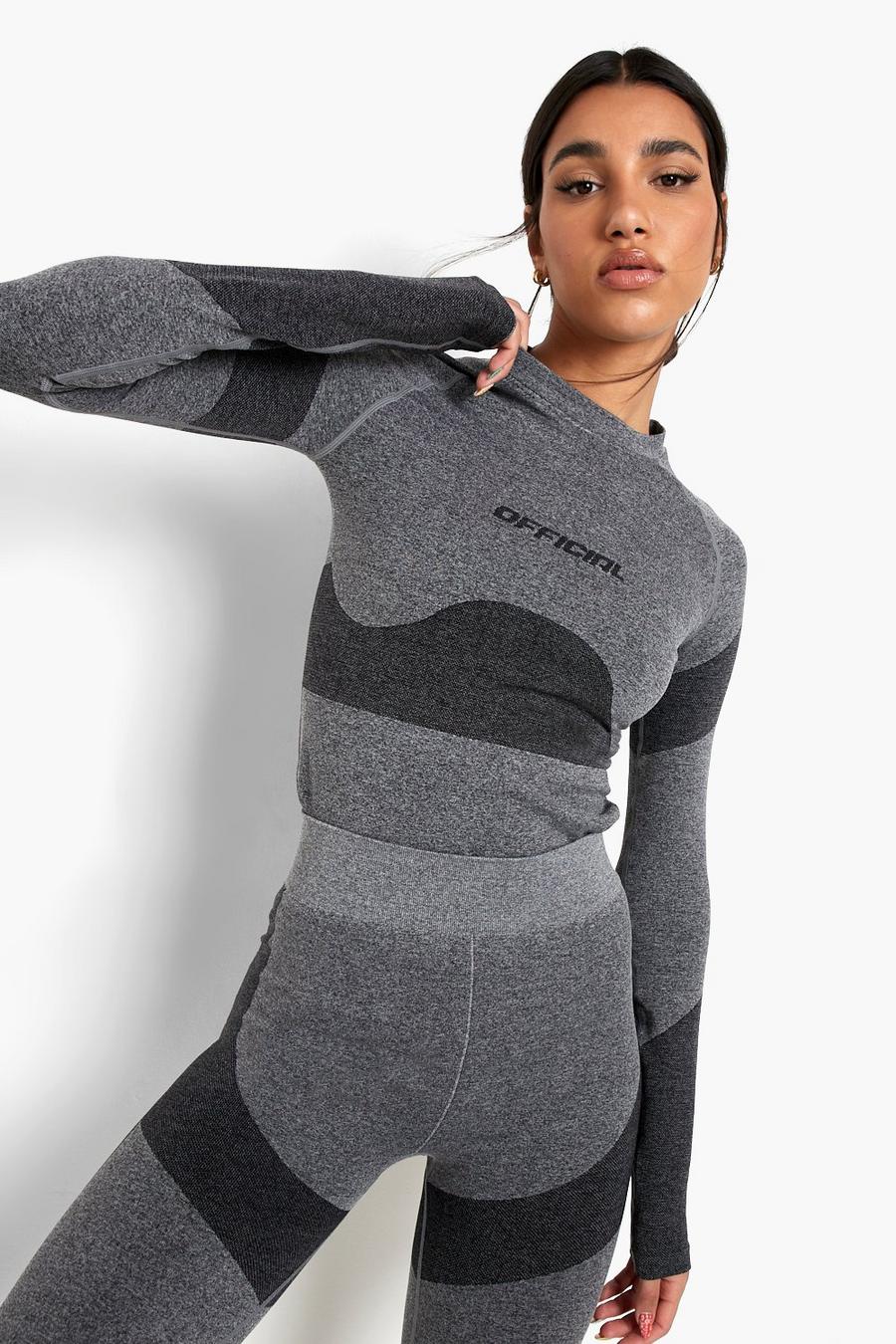 Grey Thick Seamfree Body Contour Sports Top image number 1