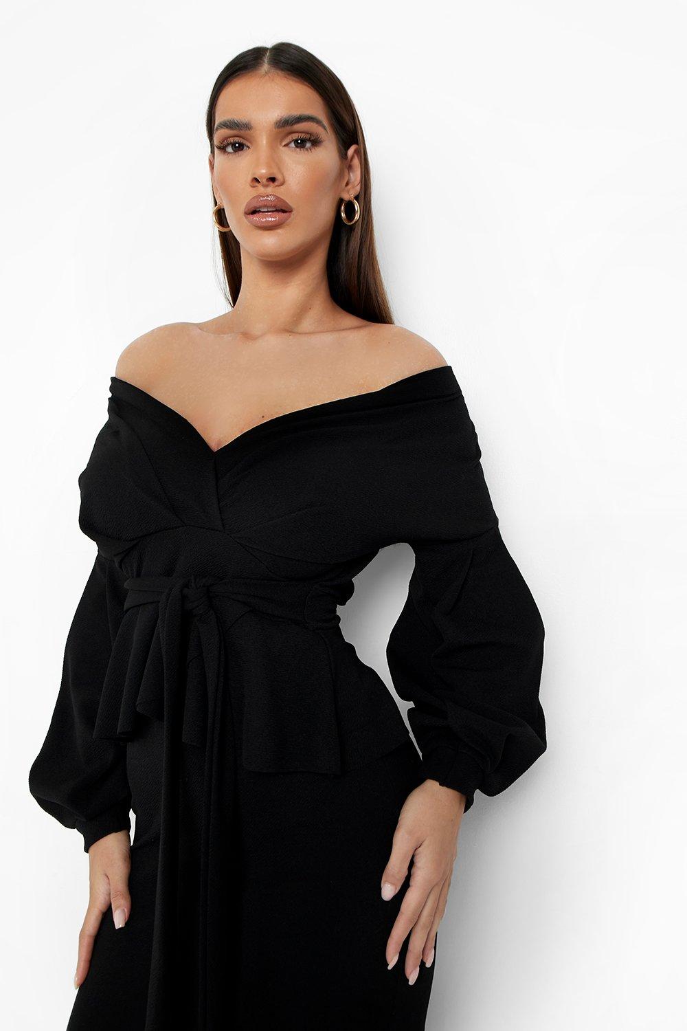 Off The Shoulder Peplum Maxi Dress