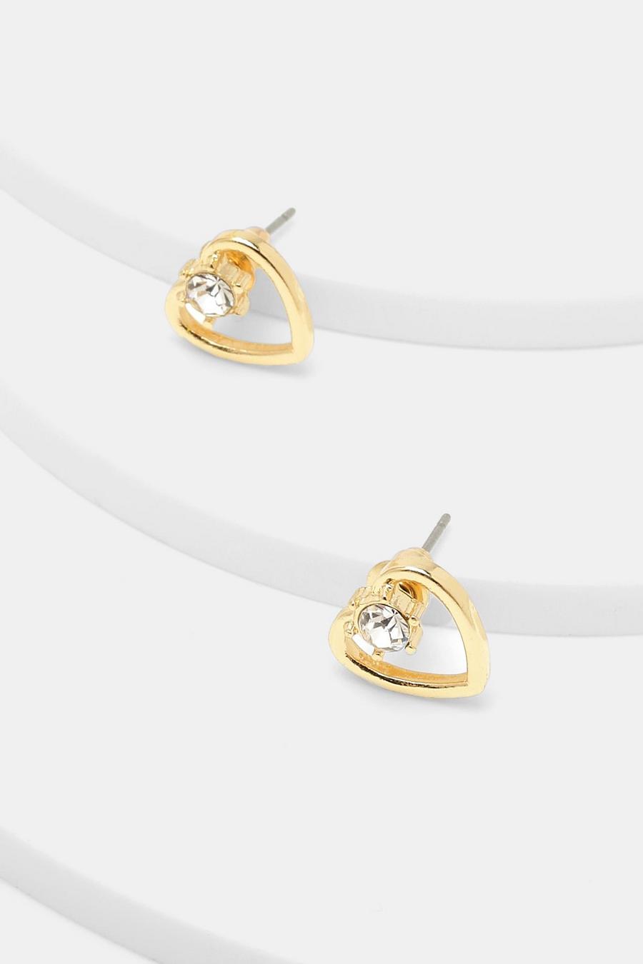 Gold Heart Stud Earring image number 1